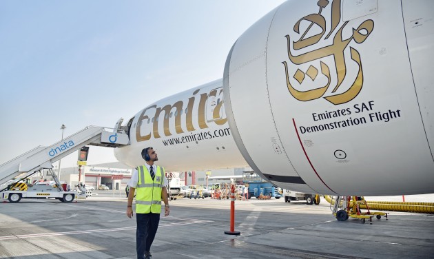 Az Emirates élesben tesztelte fenntartható üzemanyaggal működő gépét